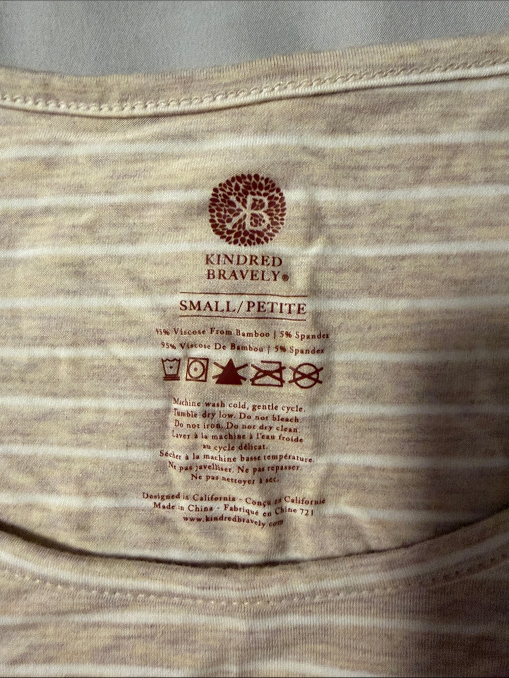 Kindred Bravely Tan White Eleanora Bamboo Stripe Maternity & Nursing Dress P Sm